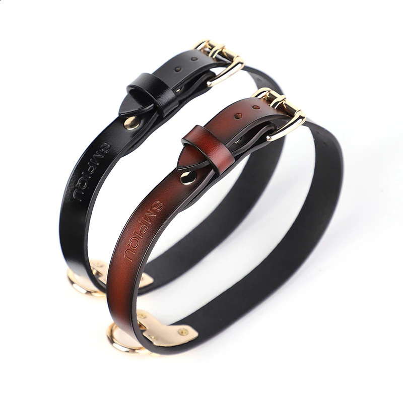 BLACKWOLF Bondage Genuine leather Collar Slave Bed Neck Restraint with Leash BDSM Erotic Sex Toys For Women Couples Adult Games 240904