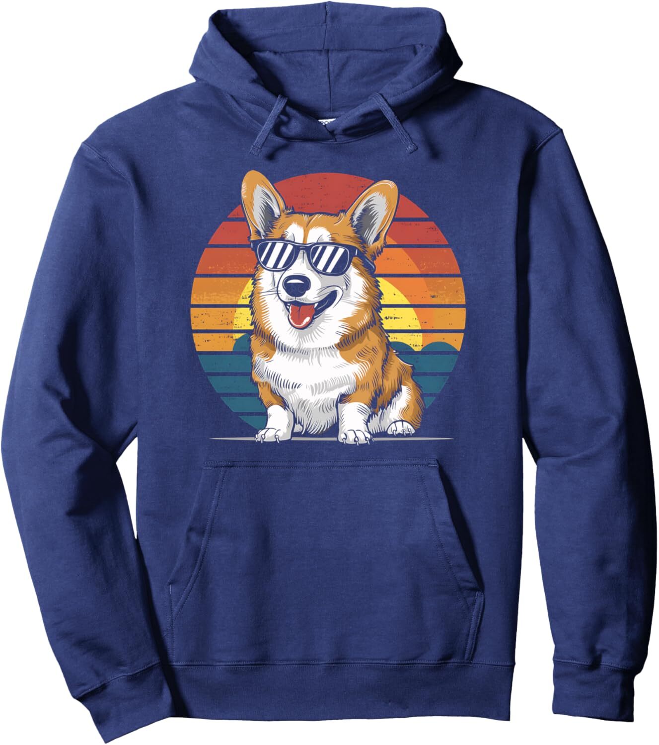 Hoodie for Mens Womens Corgi Dog Lover Retro Sunset Sunglasses Corgi Owner Gifts Pullover Hoodie Graphic Hoodies sweatshirt Pullover Long Sleeve