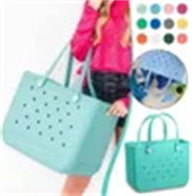 Water Park Handbags US stock Bogg Beach Shopping Bag Storage Bags Waterproof Bogg Bag Solid Punched Organizer Basket Summer Large Women's Stock G