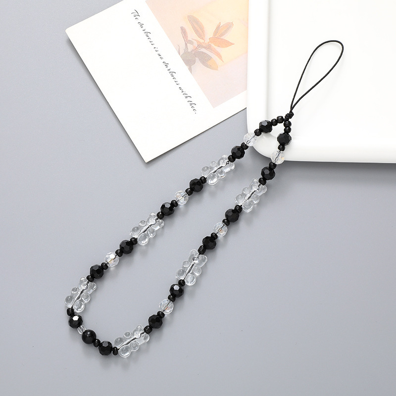 New Acrylic Bear Chain Case Pendant Beaded Phone Rope Anti Drop Hand Strap for Women
