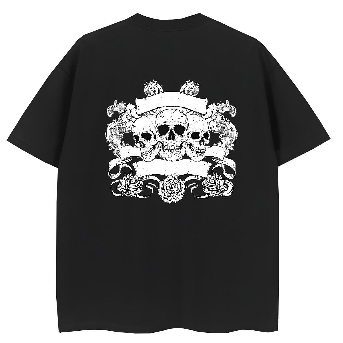2024 Woman T Shirts 230g 100% Cotton O-Neck Short Sleeve Outdoor skull Couples T Shirts Soft Custom Printing Tops Shirt