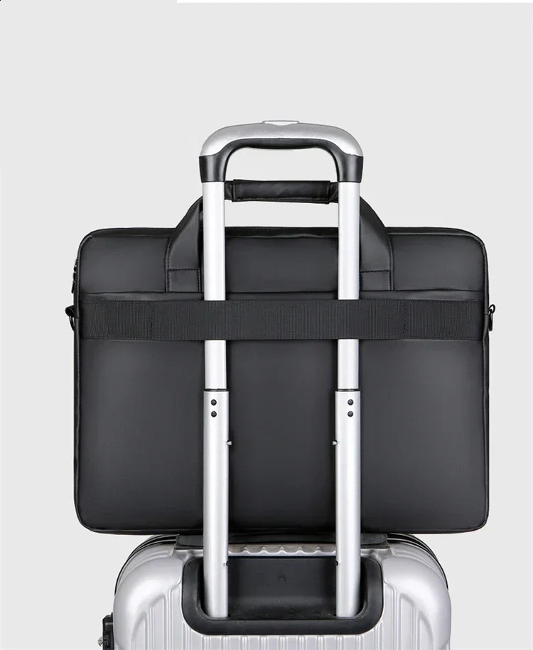 Mens briefcase high-quality business PU leather shoulder messenger bag office handbag 14 inch laptop bag 240903