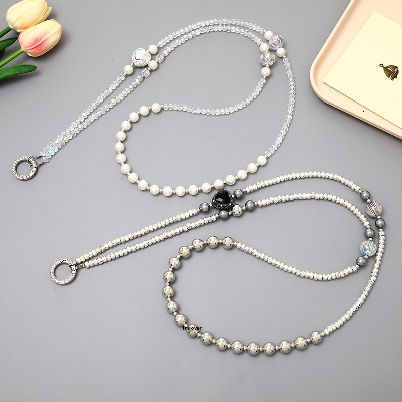 New lanyard can carry women's crystal bead crossbody DIY mobile phone chain luggage keychain pendant