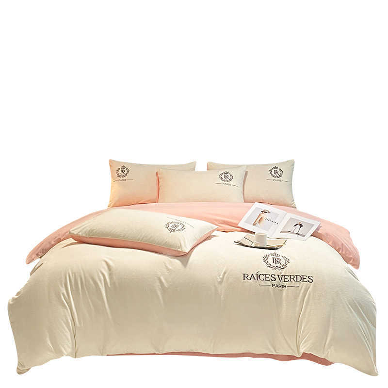 Winter Thickened Milk Four Piece Double sided Warm Coral Veet Cover Bed Sheet Bedding Set Three PieceX240907