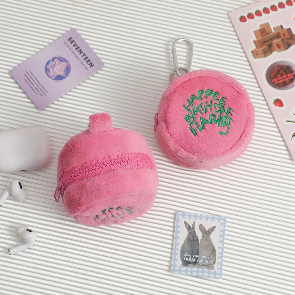 Kawaii Harries Hager Women Pink Plush Coin Purse Potters Cartoon Pendant Storage Bag Mini Girl Purses Wallet Pouch 240906