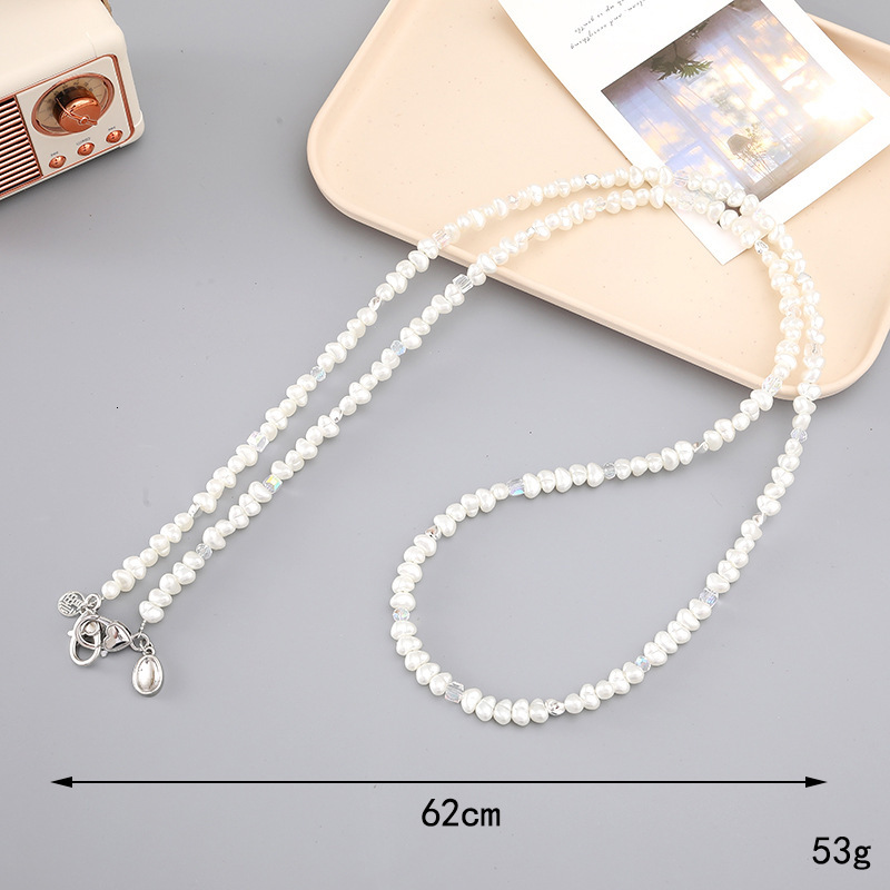 New mobile rope can be folded back, long DIY pearl chain hanging decoration, phone case keychain pendant