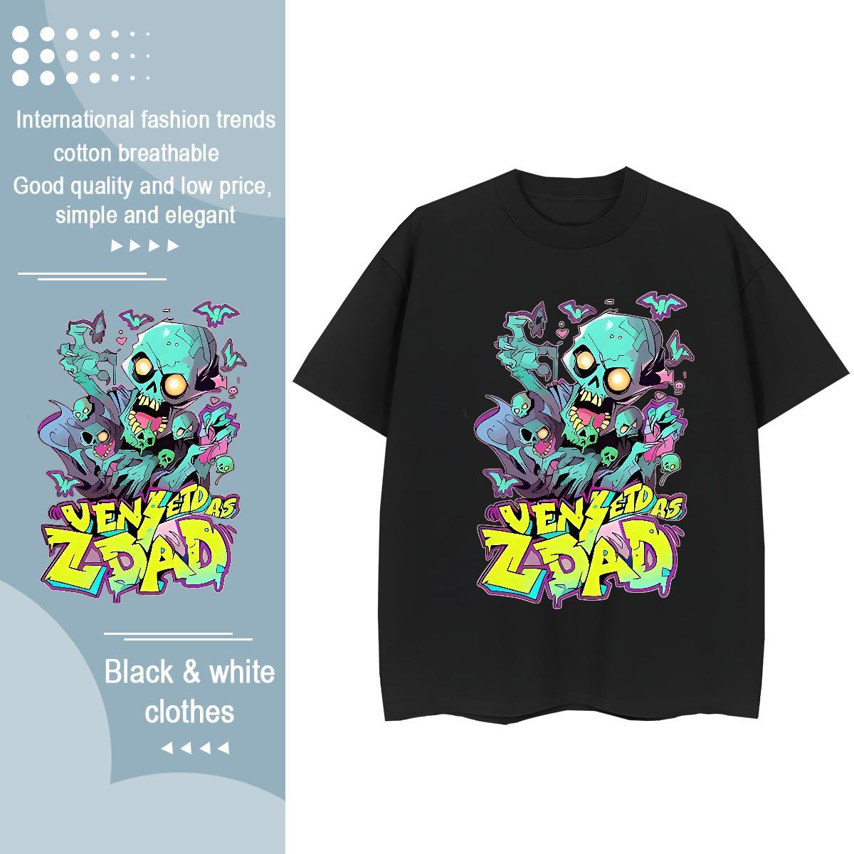 Fashion T shirt 230g Cotton Round Neck Short Sleeve Home Outdoor skull Women Tshirts Wholesale Customized Print Tees