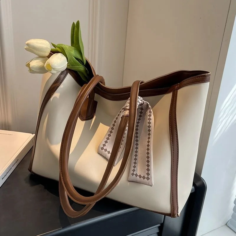 Large Capacity Womens Bag High Quality Bag Student Edition Single Shoulder Pu Handbag Shopping Bag 240903
