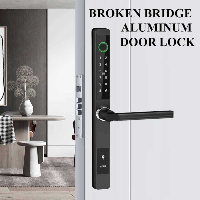 Waterproof TTLock outdoor fingerprint Bluetooth application RFID code keyless electronic smart door lock for glass aluminum sliding CL240920