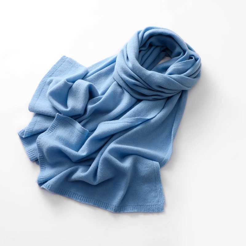 New 100% cashmere 180 * 45 knitted scarf soft solid color scarf for men and women in autumn and winter X2410171