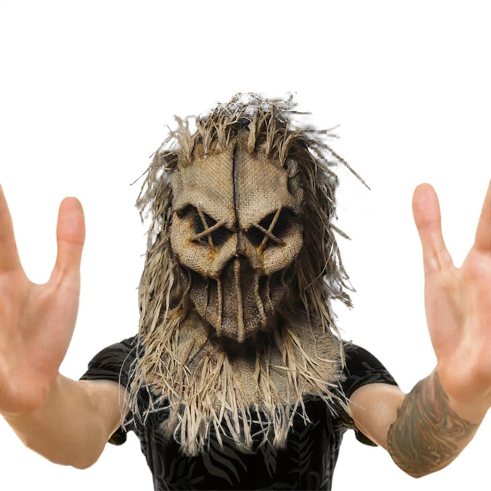 Horror Halloween Scarecrow Mask Headpiece Comedy Prop Atmosphere Role Playing Party Death Pool 240906
