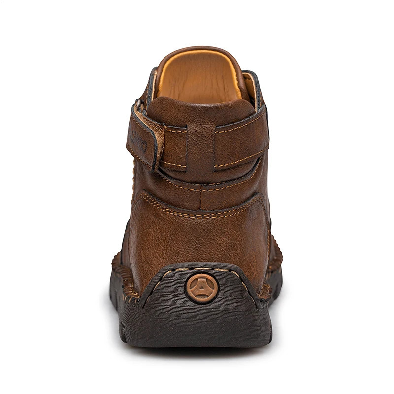 CLOHOO mens PU leather hiking shoes outdoor non slip walking winter sports ankle boots soft sole lace up platform 240907