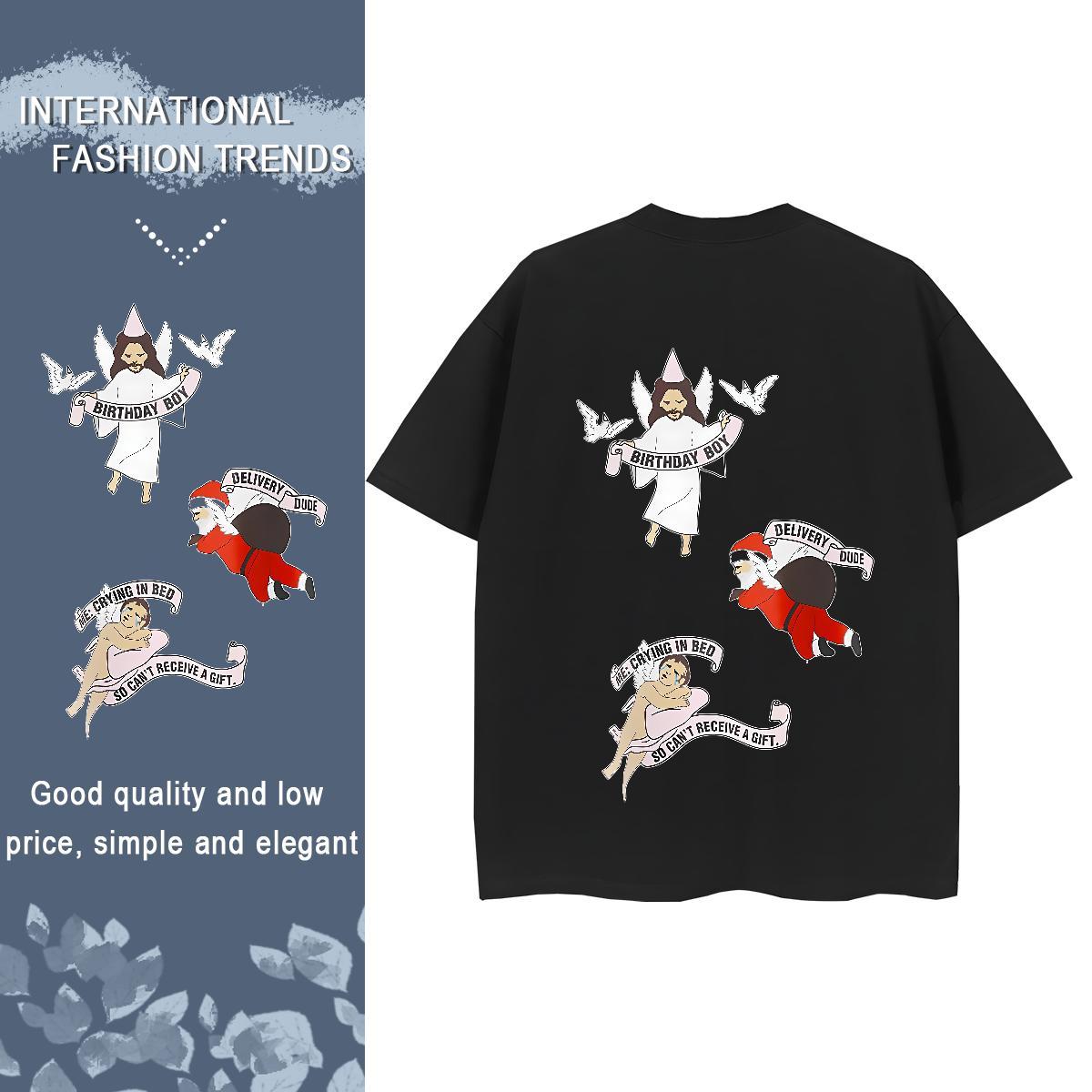 TOP Quality T-Shirts for Women 100% Cotton 230g Crew Neck Breathable Sport The Cross Tshirt for Man Woman 5A DIY Anime Printed Polos