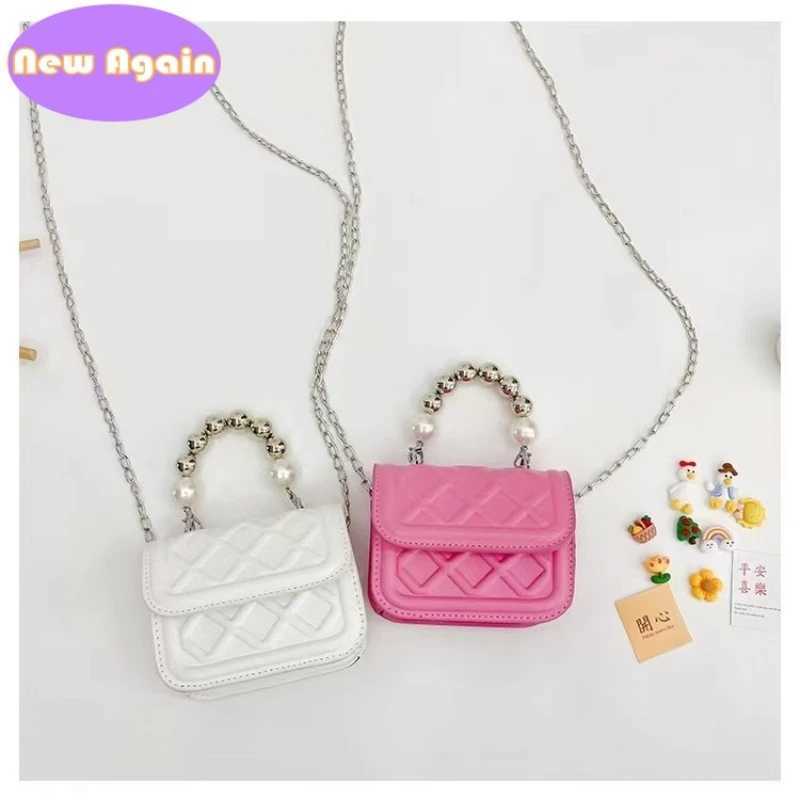 Diamond Design Corssbody Bags for Children Girls Sparkling Bead Chain Handbags Popular Money Boxes for Preschoolers Baby Childrens Small Wallets W2409