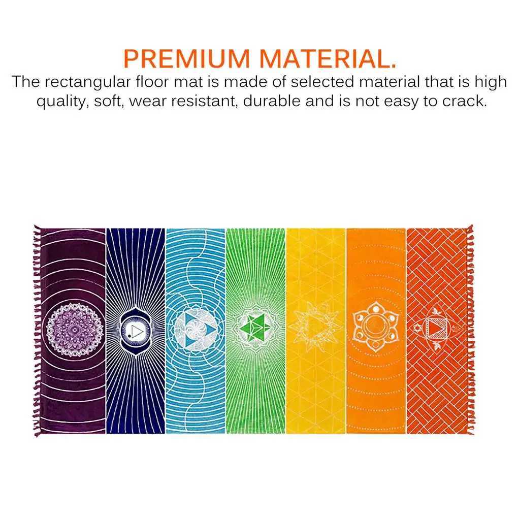 Meditation yoga carpet multi-purpose tassel floor mat chakra tape W240906