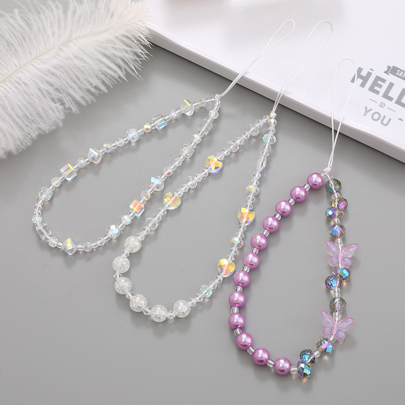 Ins New Crystal Love Chain Bead High Beauty CCD Camera Pendant Phone Hanging Anti Loss Rope