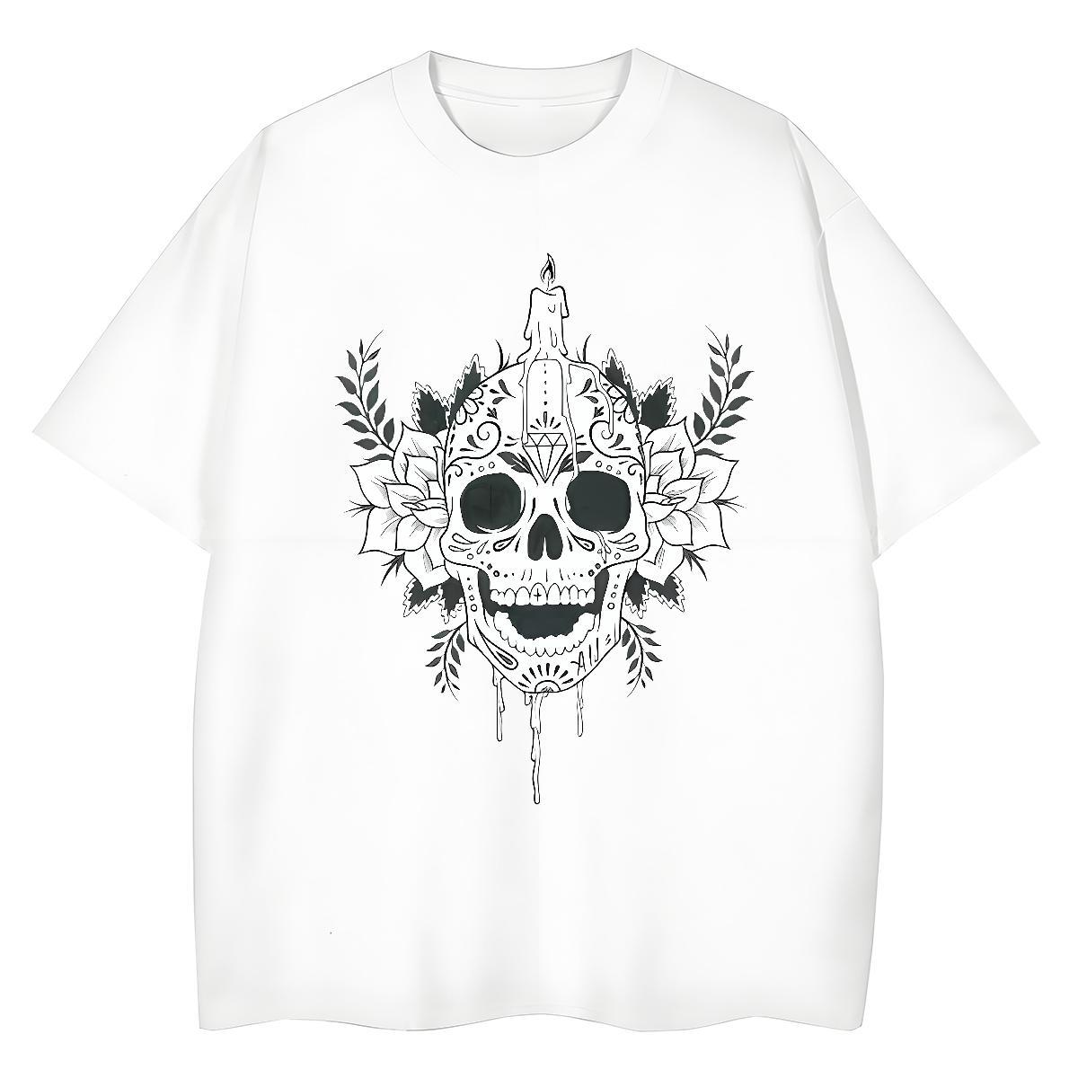 2024 DIY T shirt 230g 100% Cotton Comfortable Beach skull Unisex Tshirts High quality Anime Print Top Shirts