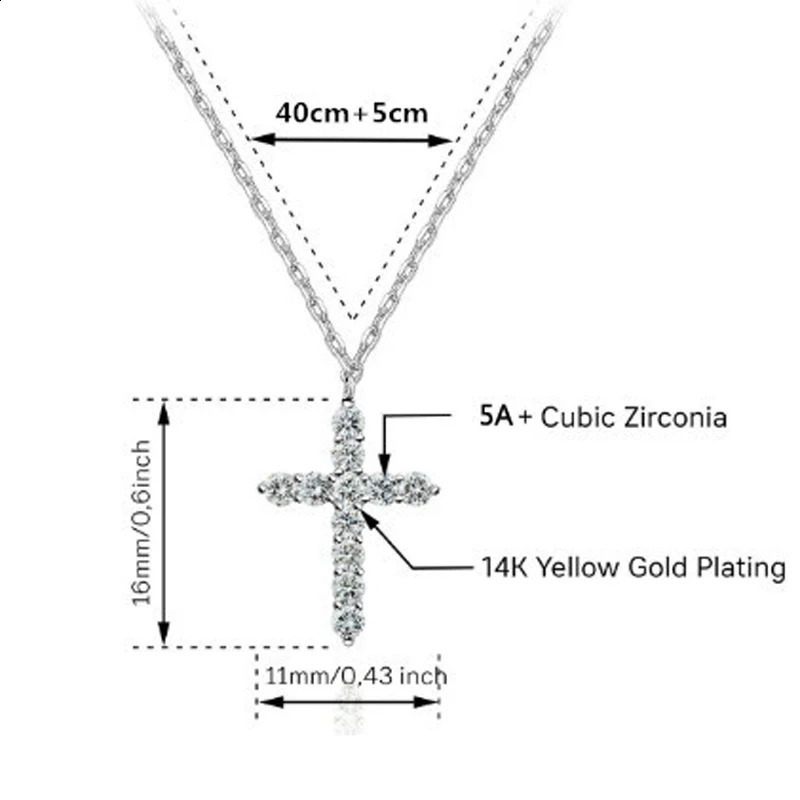 14K gold-plated cross necklace suitable for women 240906