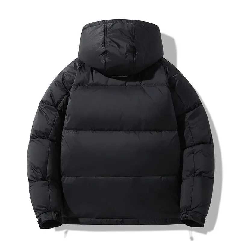 Winter hooded colorful blocked white goose down jacket windproof outdoor thick warm down jacket mens detachable hat W240906