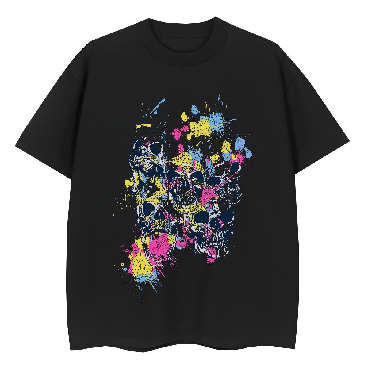 2024 Casual T Shirt For Woman 230g 100% Cotton O Neck Short Sleeves Street Casual skull Tshirt for Man Woman 5A DIY Logo Tops