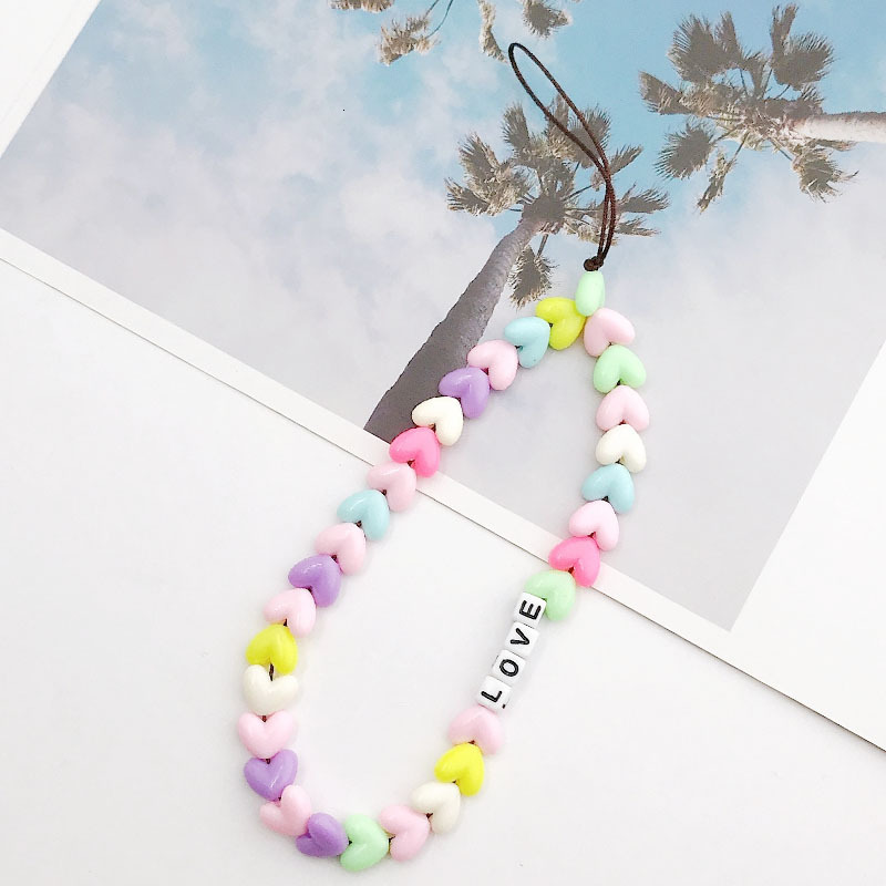 Yilian New Spring Color Mobile Handmade DIY Love Chain Anti Drop Phone Case Hanging Rope Pendant
