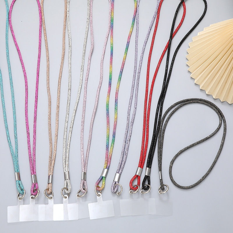 Yilian's new 6mm rhinestone crossbody case hanging rope with a high-end feel, flash diamond chain, loss and anti drop phone chain