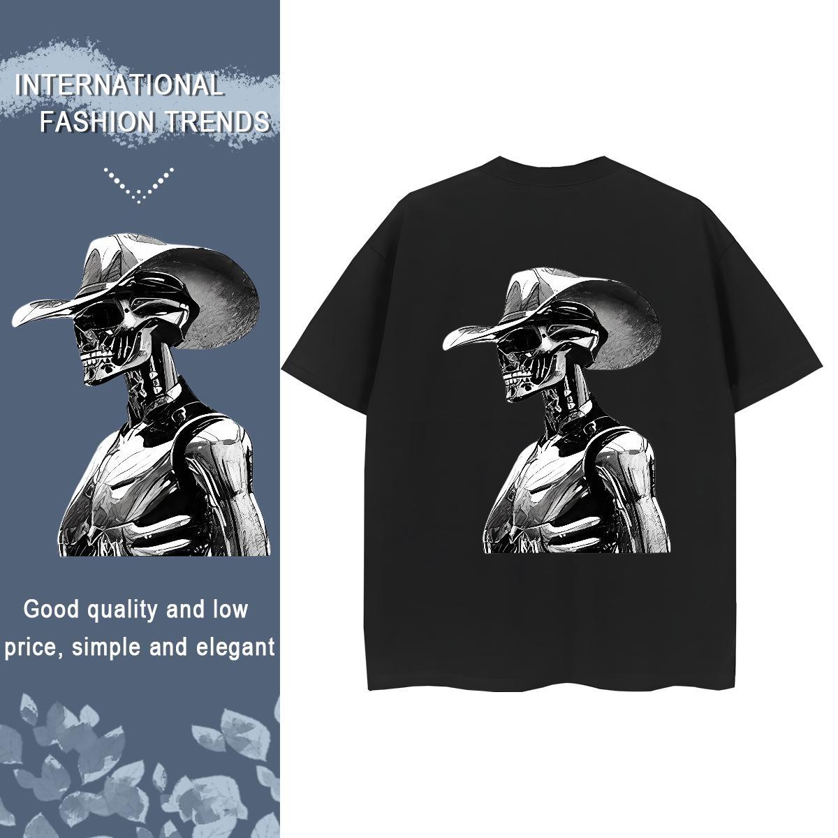TOP Quality T-Shirts 230g Cotton Breathable Short Sleeve Outdoor skull Womens Tshirts High quality DIY Anime Printed Clothings
