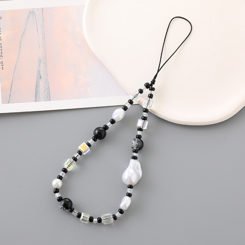 New mixed bead irregular pearl chain hanging pendant mobile phone lanyard