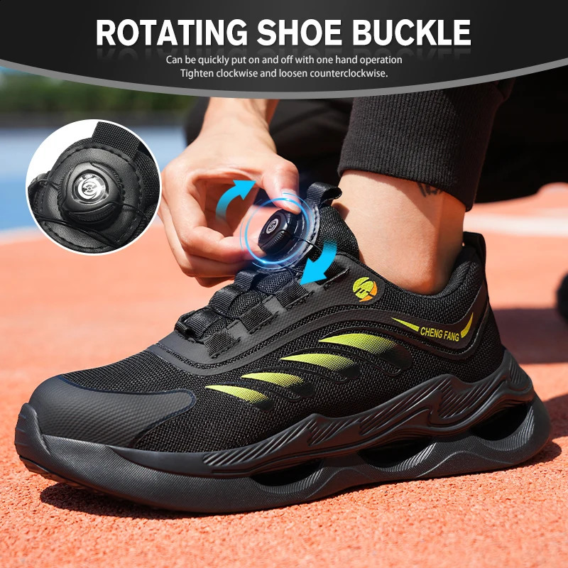 Rotary Buckle Security Boots for Men Work Sneakers Women Boots Breathable Steel Toe Shoes Safety Puncture-Proof Men Boots 240904