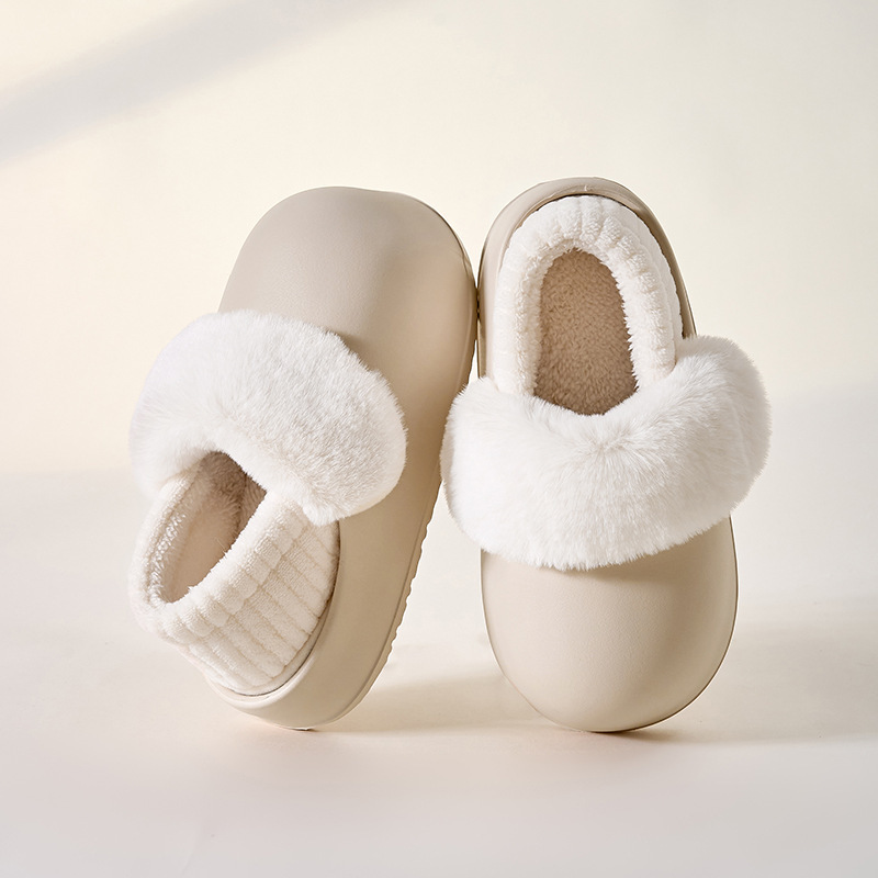 2024 free shipping Slippers winter warm and windproof bread style, solid color, simple, removable, washable, thick bottom, toe cover