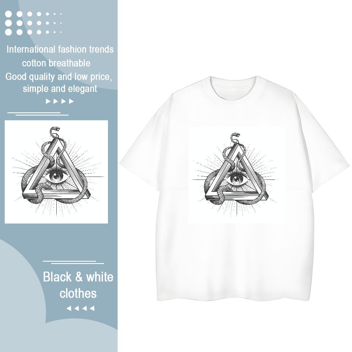 Casual New T Shirts Women 230g Cotton Comfortable Sport eye of the devil Women Tees High quality Black Oversized Top Shirts