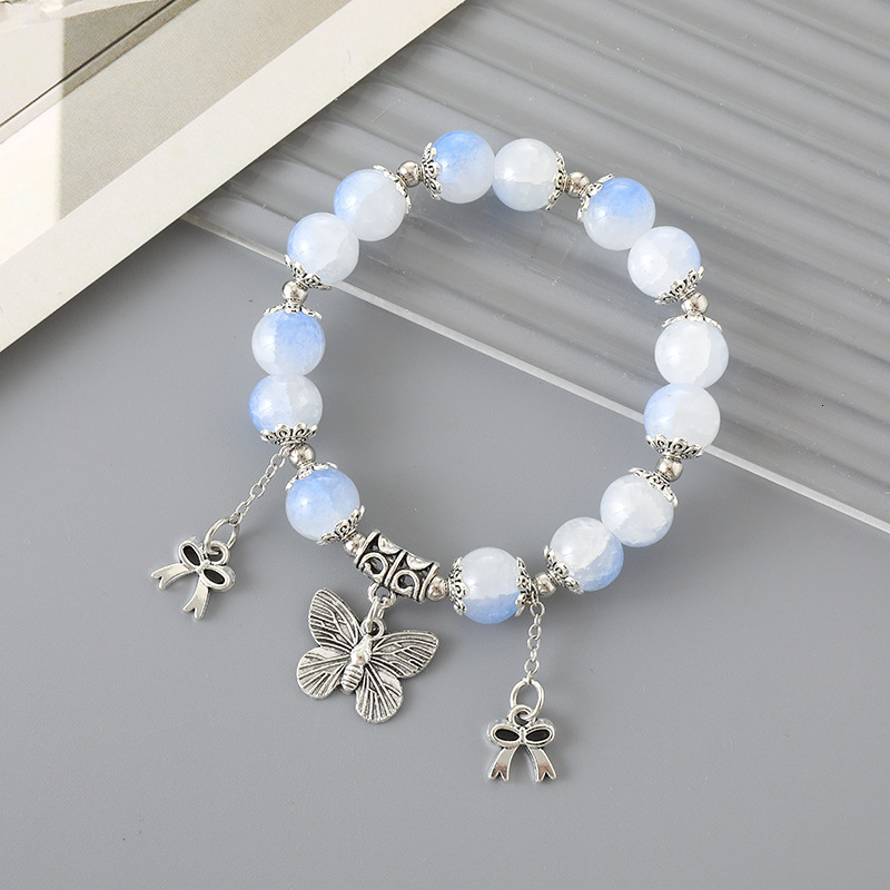 Ins New China-Chic Cultural Creative Glass Beaded Bracelet Simple Versatile Butterfly Hand String Classmate Friend Gift Jewelry