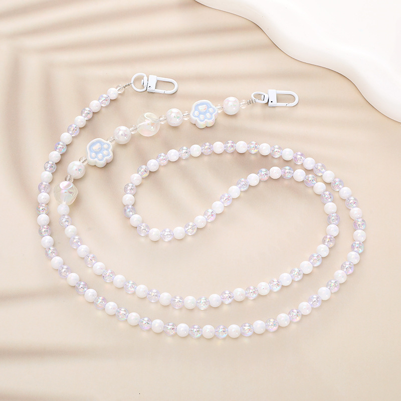 Beaded pearl cat claw crossbody mobile phone hanging rope, bag, chain, pendant, women's gift