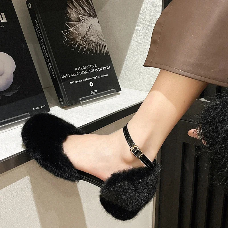 2024 Platform Heels ed Pumps Chunky Sandals Velvet Shoes Women Latest Increasing Height Round Toe Hollow Fashion Block 240904