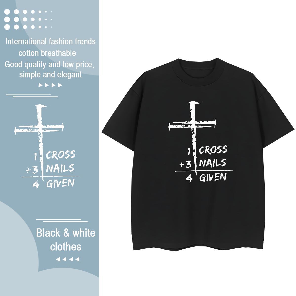 Brand T shirt 100% Cotton 230g Short Sleeve O-Neck Sports Street Wear The Cross Couples T Shirts Loose fit Anime Clothes