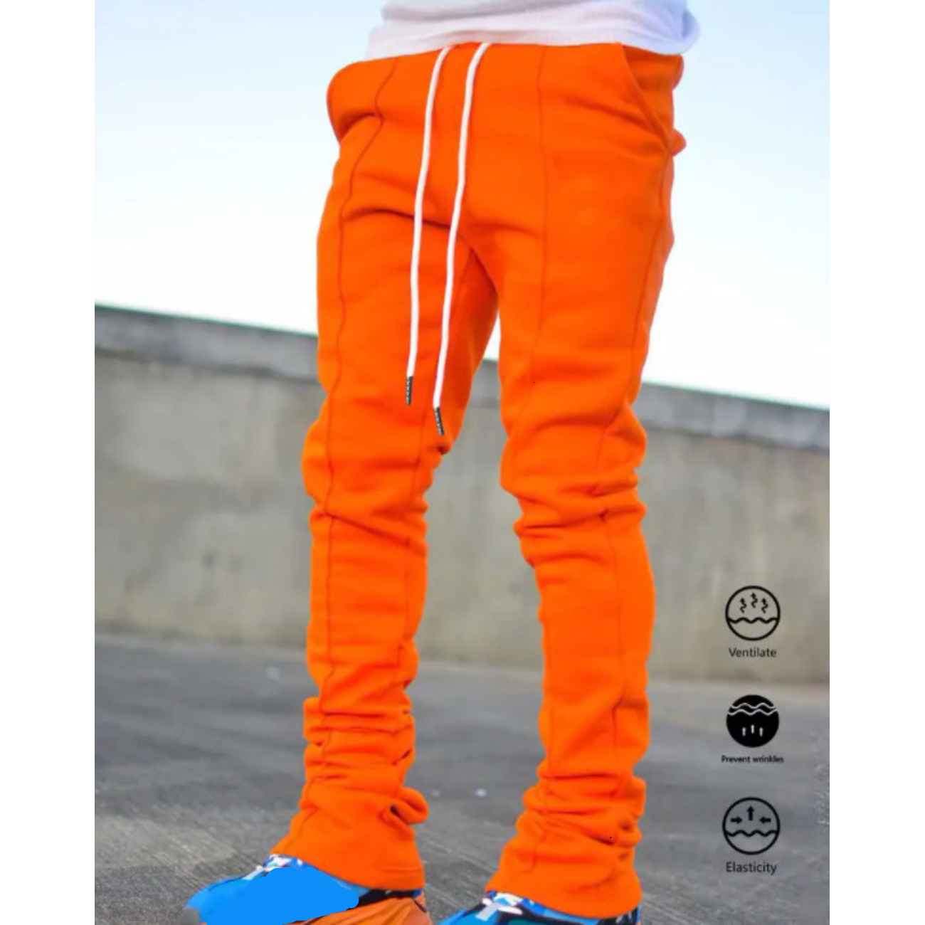 Men Drawstring Waist Sweatpants Long Flare Going Out Goth