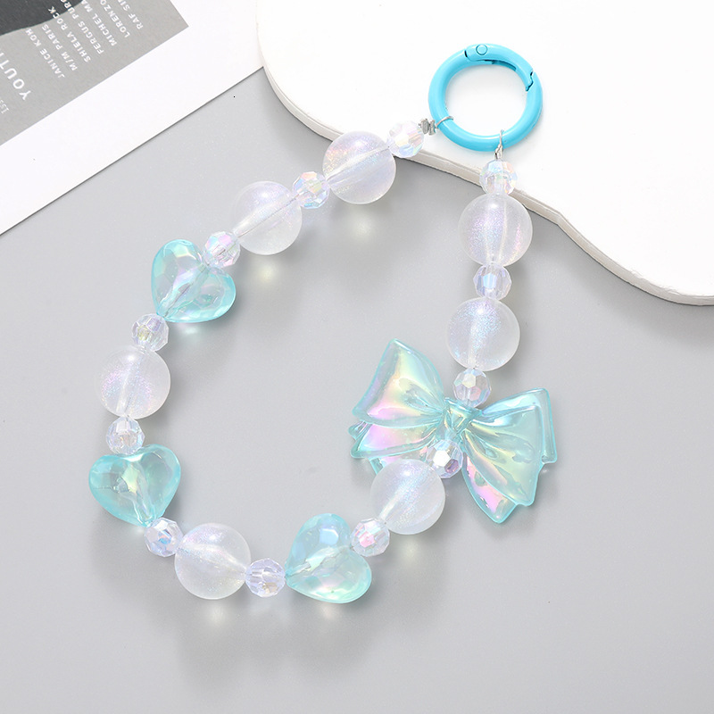 New Bow Japanese and Korean Fresh Sweet Beaded Chain Anti Loss Phone Case Hanging Rope Bag Key Pendant Female