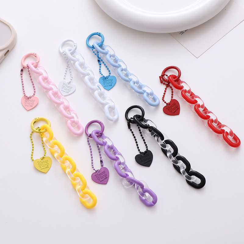 Colorful jelly acrylic chain pendant ins summer love protection cover hanging decoration car keychain