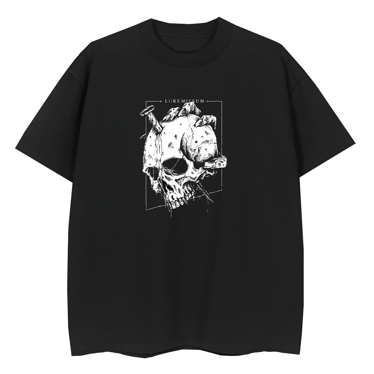 Fashion Casual Women T Shirts 230g Cotton O Neck Short Sleeves Street skull Unisex Tshirts Lady Cartoon Floral Printing Top Shirts