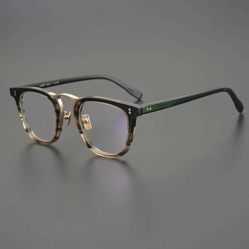 Vintage handmade personalized Ombre green glasses square frame suitable for large fashionable mens high-end business optical glasses W240906