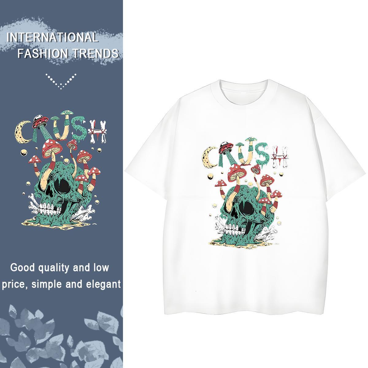 Fashion T-Shirts for Women 230g Cotton Short sleeve Soft Hip Hop Street skull Woman Tshirt Free Shipping DIY Anime Clothings