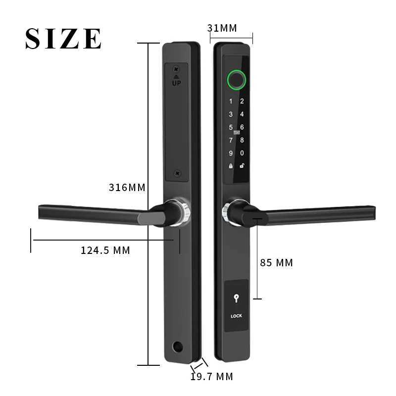 Waterproof TTLock outdoor fingerprint Bluetooth application RFID code keyless electronic smart door lock for glass aluminum sliding CL240920