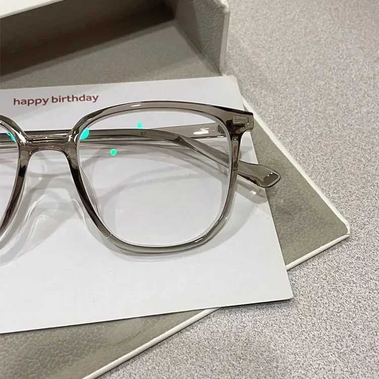 2024 Trondi Olive Green Square Finished Myopia Womens Ultra Light PC Frame Anti Blue Light Prescription Glasses W240906