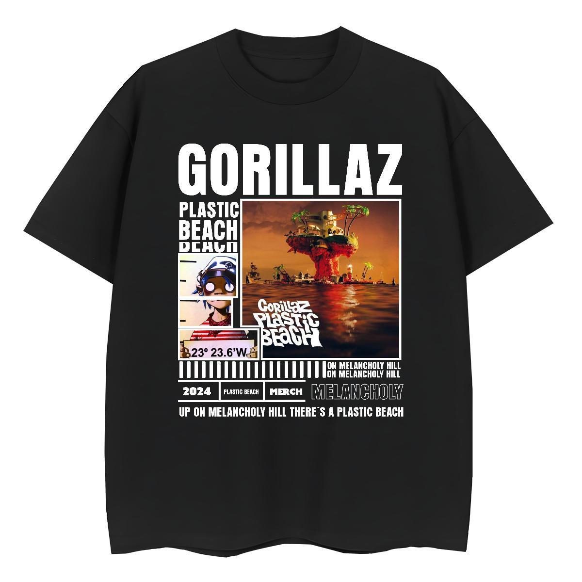 New Woman T Shirts 230g 100% Cotton Breathable Summer Casual GORILLAZ Tshirt for Man Woman Soft Black Oversized Tshirts