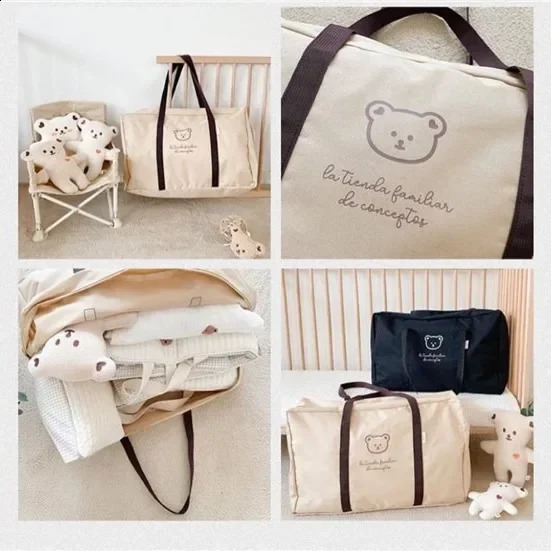 Womens Bag Trend Shopping Bag Womens Bear Quilt Storage Bag Pouch Packaging Bag Womens Large Capacity Export Handbag 240903