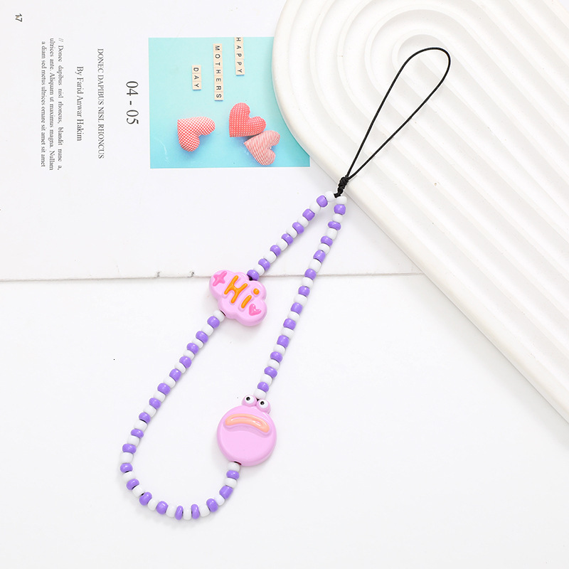 Yilian New Instagram Fashion Rice DIY Phone Case Hanging Rope Letter Donut Bead Earphone Set Chain