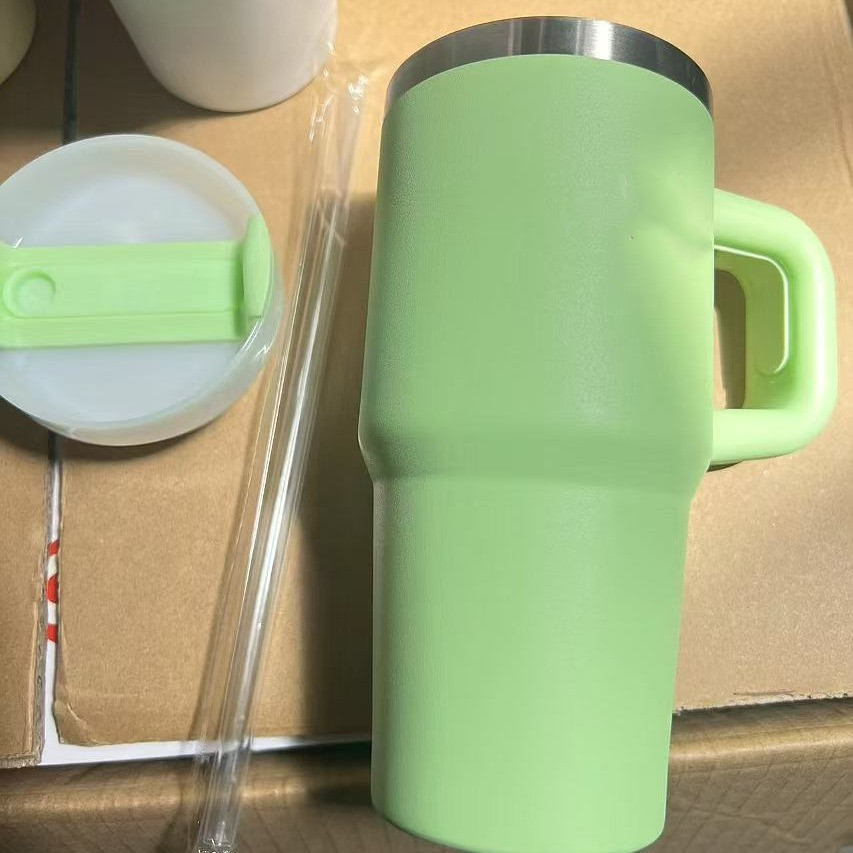 14oz stainless steel kids Tumblers with handle lid straw vacuum insulated children water bottle student outdoor camping cup 0907