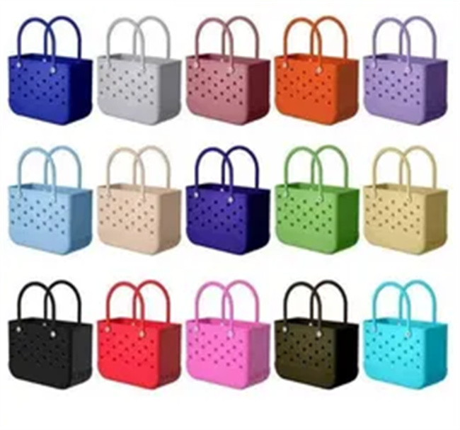 Water Park Handbags US stock Bogg Beach Shopping Bag Storage Bags Waterproof Bogg Bag Solid Punched Organizer Basket Summer Large Women's Stock G