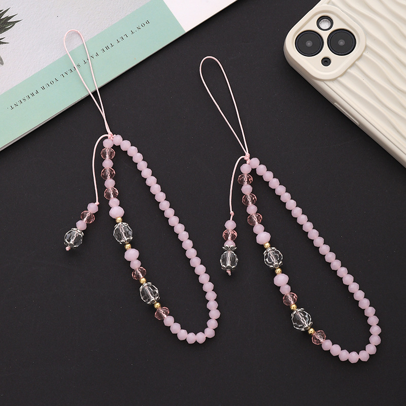Yilian New Creative Crystal Chain Fashion Flat Bead Anti Loss Phone Hanging Rope Short Pendant for Women