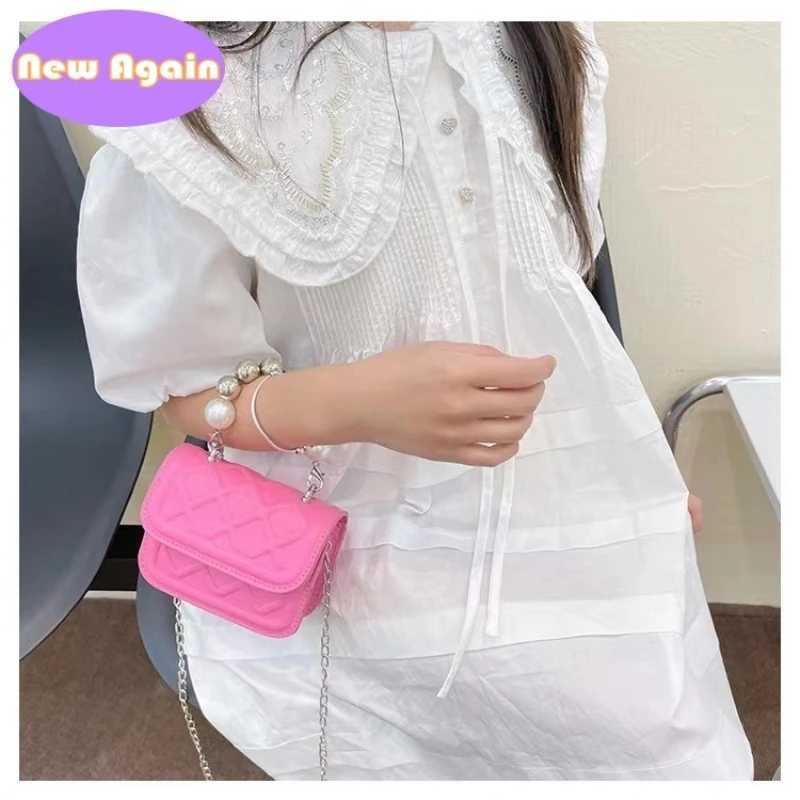 Diamond Design Corssbody Bags for Children Girls Sparkling Bead Chain Handbags Popular Money Boxes for Preschoolers Baby Childrens Small Wallets W2409